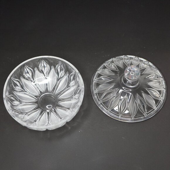 Vintage JOSKA Bleikristall Lead Crystal Candy Dish w/ Frosted Leaves & Lid Glass - Picture 8 of 12